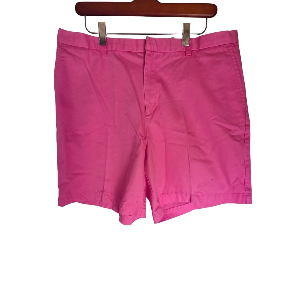 Lands End Womens Pink Chino Shorts Size 14 Hot Pink Cotton 7 Inch Inseam